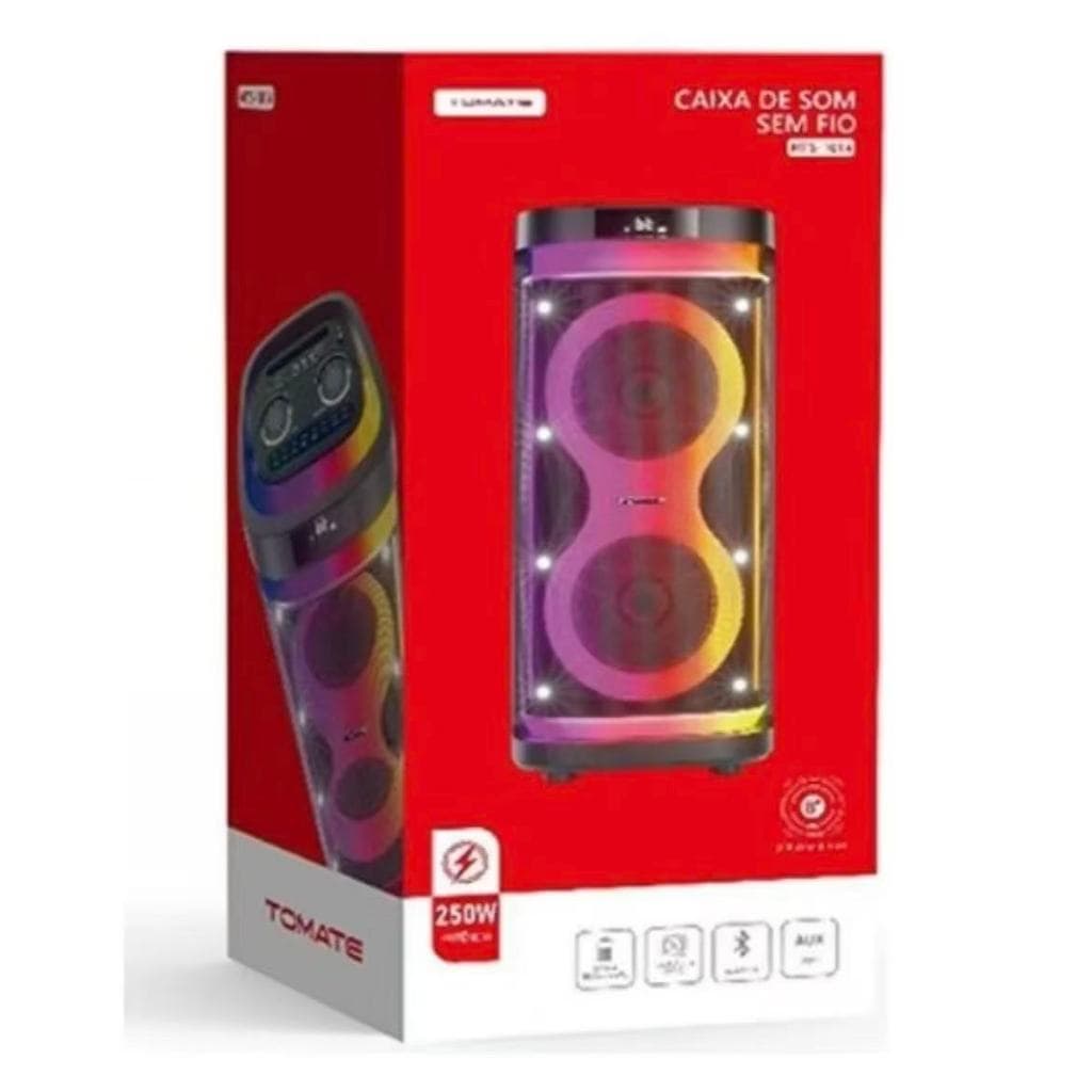 CAIXA DE SOM RECARREGAVEL BLUETOOTH 250W TOMATE MTS-1014