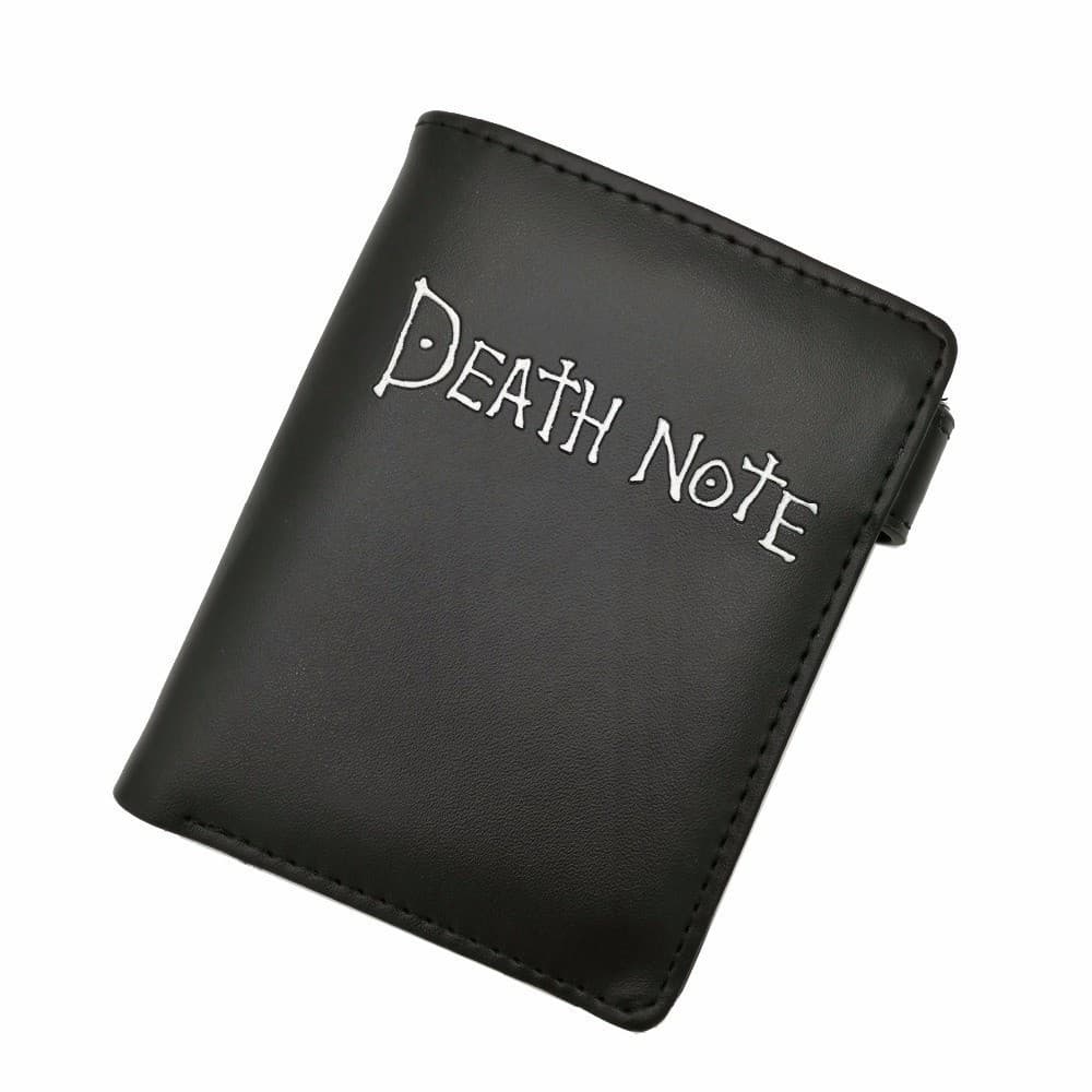 Carteira masculina preta curta, inspirada no anime "Death Note," carteira tripla OOXV WPAU C58Y