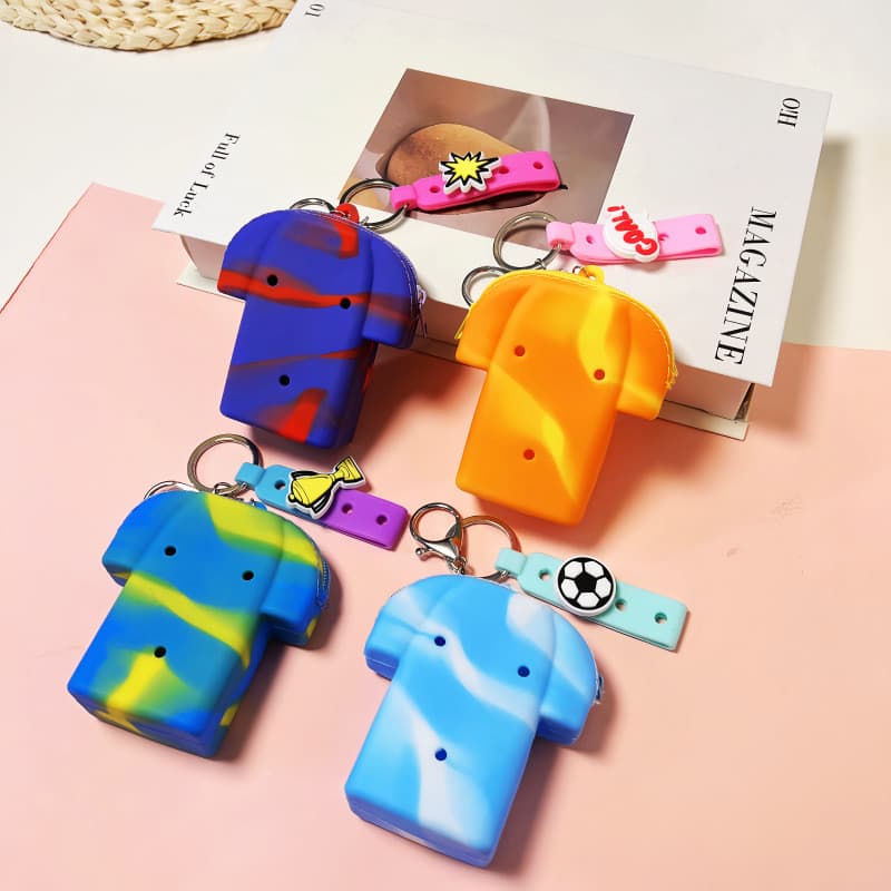 Venda quente copa do mundo buraco moeda bolsa camisa de futebol diy destacável saco de Silicone fone de ouvido saco de a