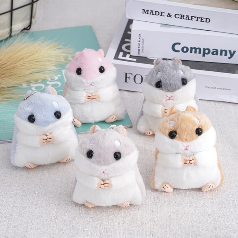 Chaveiro de Pelúcia de Hamster Fofo de 10cm, Boneco de Roedor, Brinquedo Macio, Decoração de Bolsa, Pendente SBE2 57Q9