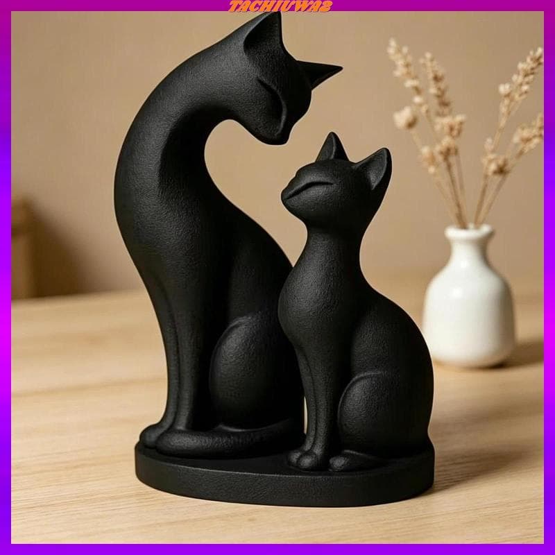 [Tachiuwa2] Estatuetas De Gato Preto Escultura Decorativa Moderna Resina Estátua Objeto Minimalista Para Mesa Estante Ar