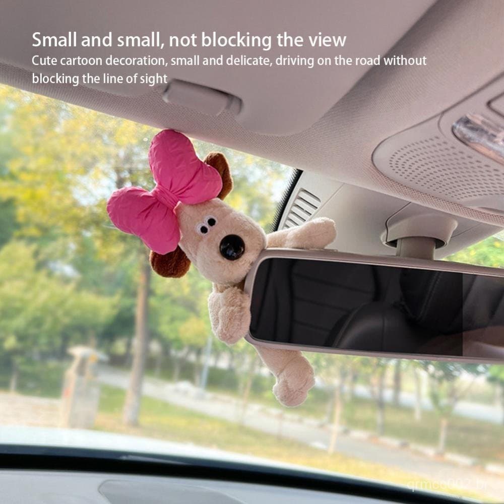 TKEY Bonito Óculos De Pelúcia Filhote De Cachorro Carro Espelho Retrovisor Decoração Ornamento Do Pingente Console Centr