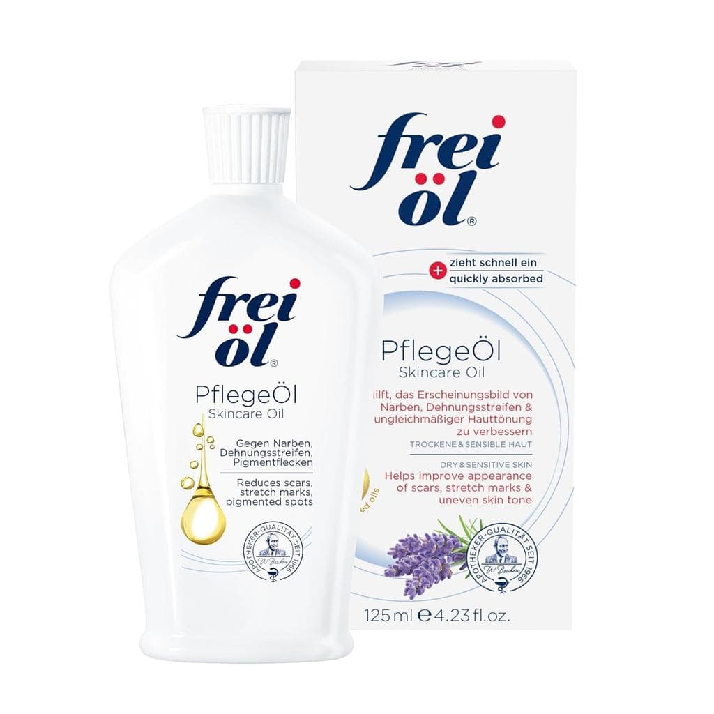 Óleo para Cuidados com a Pele Frei Öl – Absorve rapidamente, nutre a pele, deixando-a macia e suave – serve como óleo co