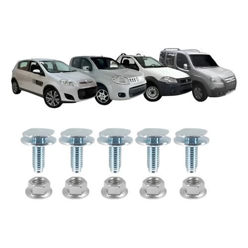 5 Parafuso com Porca Paralama Moldura Dainteiro Palio Novo Uno Doblo