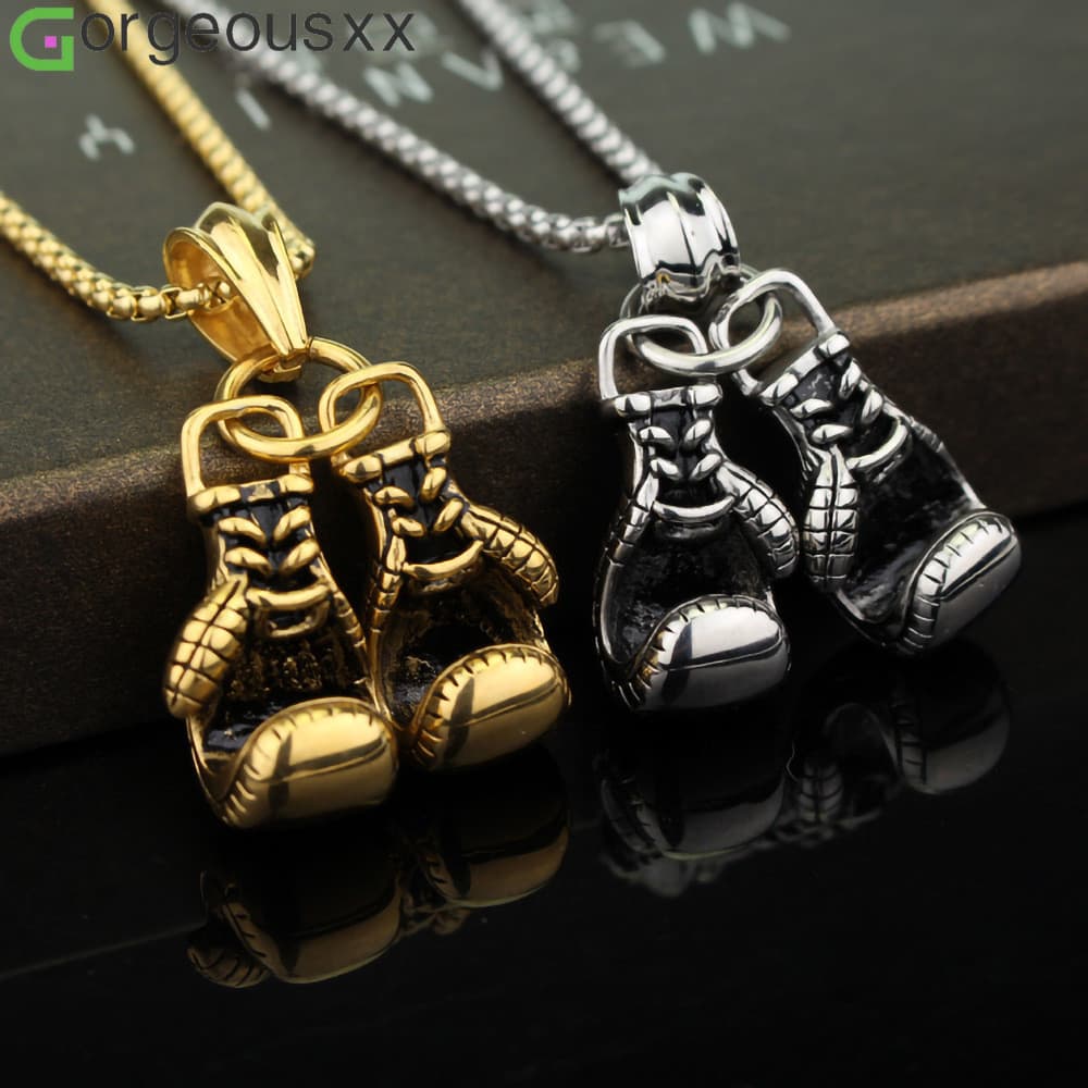 [Gorgeousxx] Colares Com Pingente De Luvas De Boxe Dominadores Para Mulheres , Homens , Joias Esportivas Da Moda