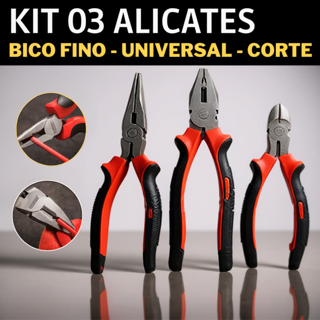 Alicate Universal 6" Polegadas Multiuso Emborrachado Ferramentas Bico Fino Corte