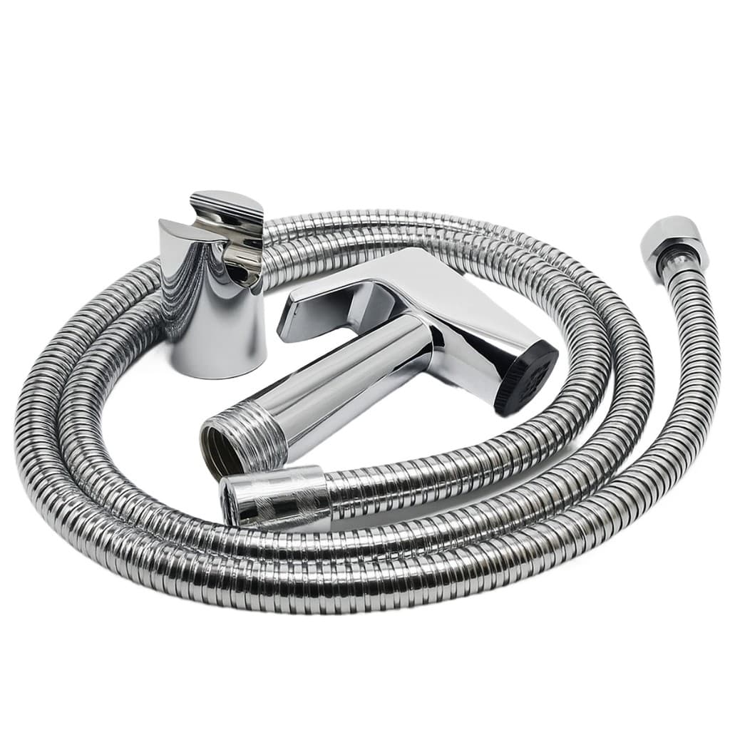 Ducha Higiênica/ Chuveirinho Flexível Completa 100% Metal Cromado de 1,2M Cor Prateado