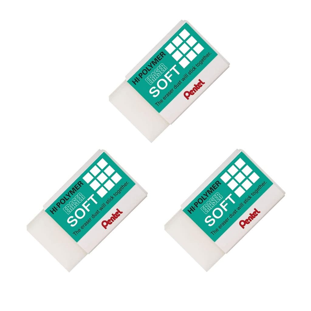 Kit 3 Borracha Técnica Pentel Pequena Hi-Polymer Soft