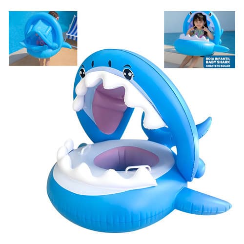 Boia Bote Bebê Infantil Inflável Piscina Praia c Cobertura Boia Bote Bebê Fralda Proteção Cobertura