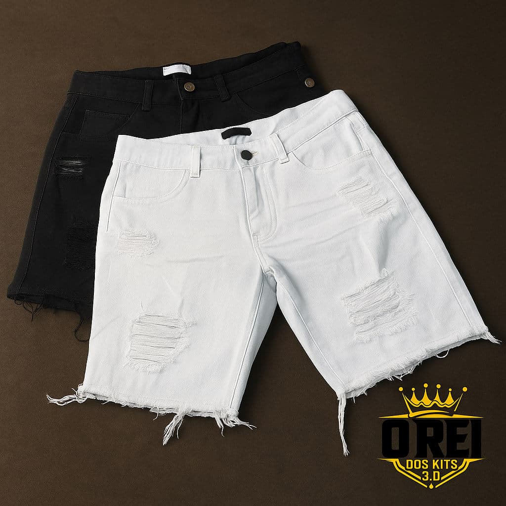 Bermuda Jeans Branca Desfiada Masculina Especial Ano Novo Short Varias Cores + Envio Hoje