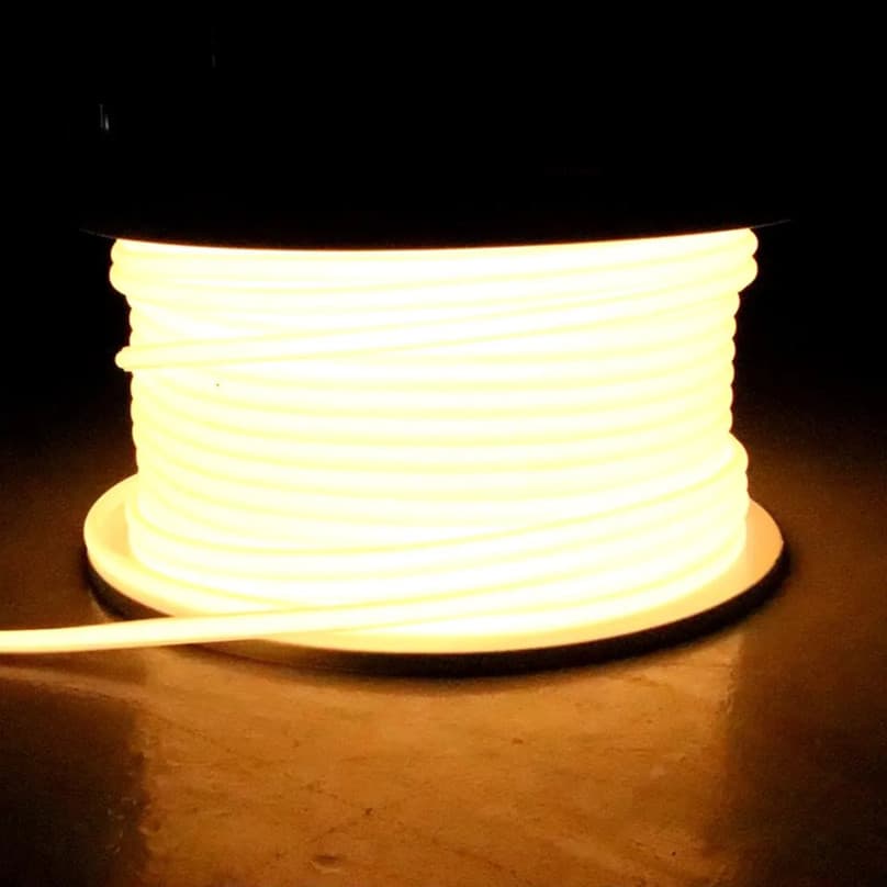 Fita LED COB 100 Metros 110 V IP65 – Branco Quente 3000 K