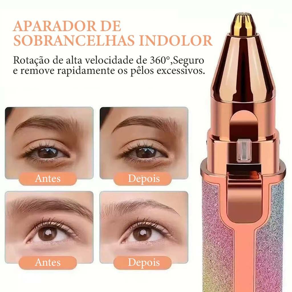 Depilador Elétrico Facial USB - Sobrancelha, Buço, Nariz e Orelha, Sem Dor e Portátil