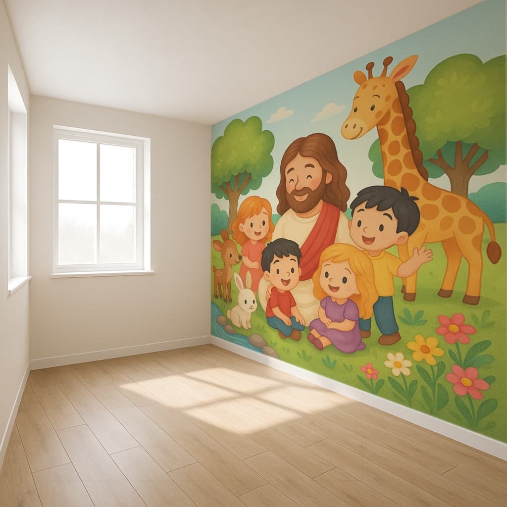 Papel de Parede Tema Infantil Religioso Personalizado  M² parede total