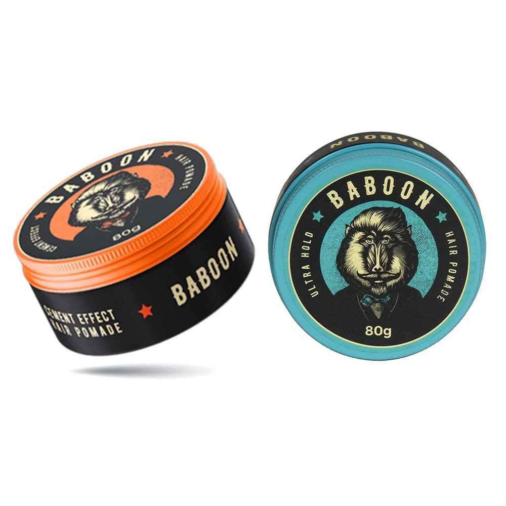 Kit Pomada Modeladora para Cabelos Baboon Cement Efect Hair + Pomada Ultra Hold Masculino 80g