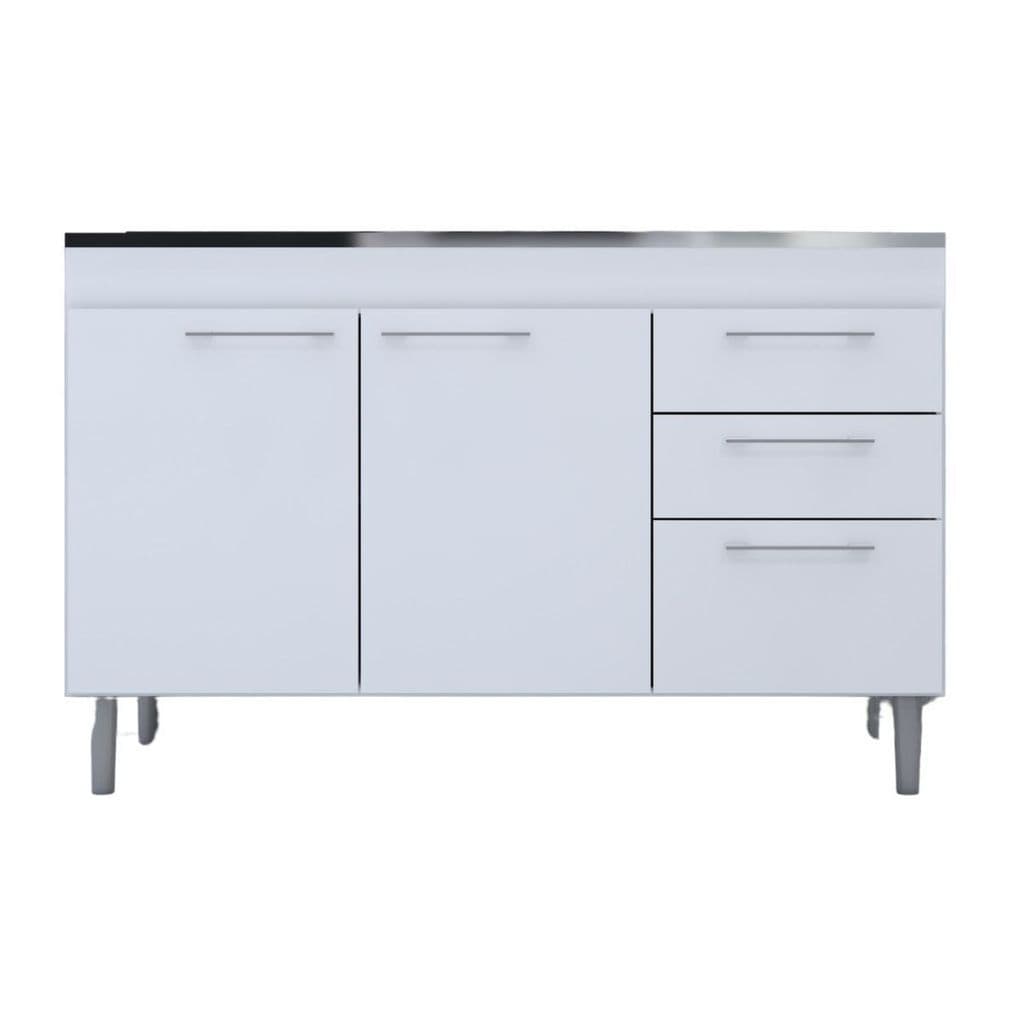 Balcão Pratika Easy para Cozinha em MDF Branco