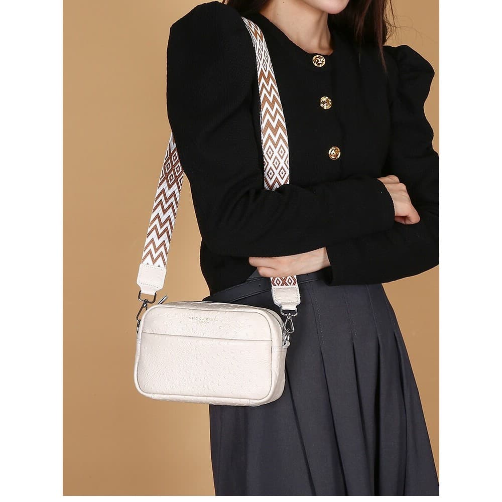 T Textura Cross-body Bolsa Pequena Feminina 2025 Novo Estilo Moda Moda All-match Três Camadas Couro Genuíno Bolsa para C