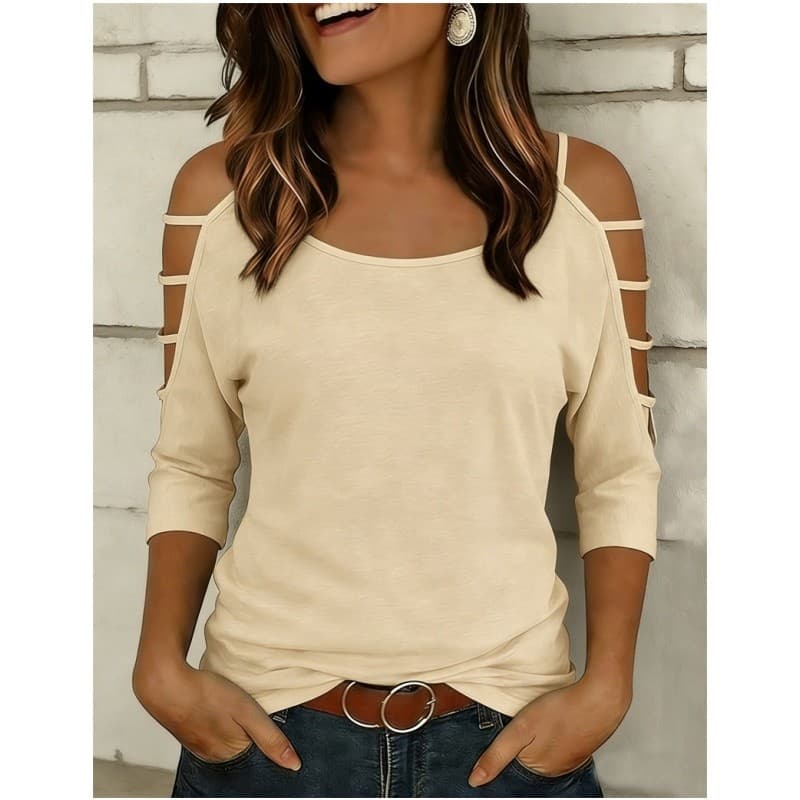 Primavera Verão Camiseta Feminina Senhoras Topos E Moda Casual Fora Do Ombro