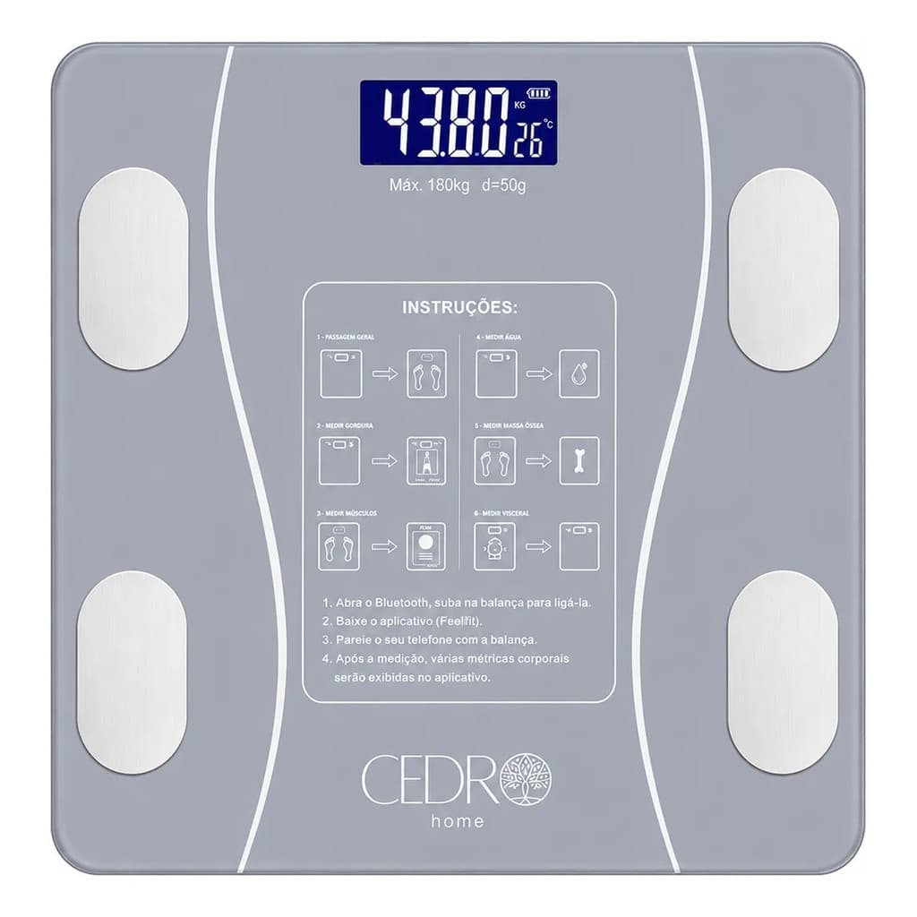 Balança Digital Inteligente Bluetooth 180kg Bioimpedância