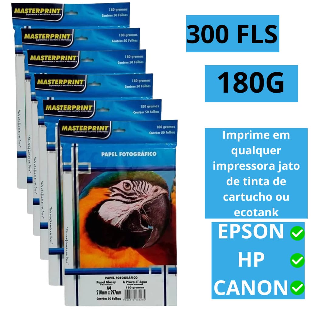 Papel Fotográfico 180g 300fls 6 Pct A4