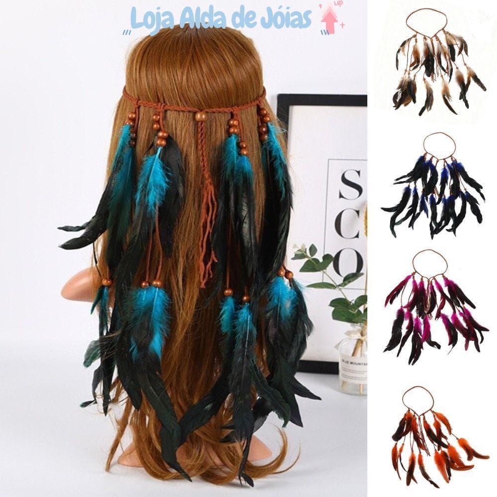 EMILEES Cocar Étnico , Tiara Tribal Indiana Feita À Mão Com Miçangas Boêmia Borla De Penas