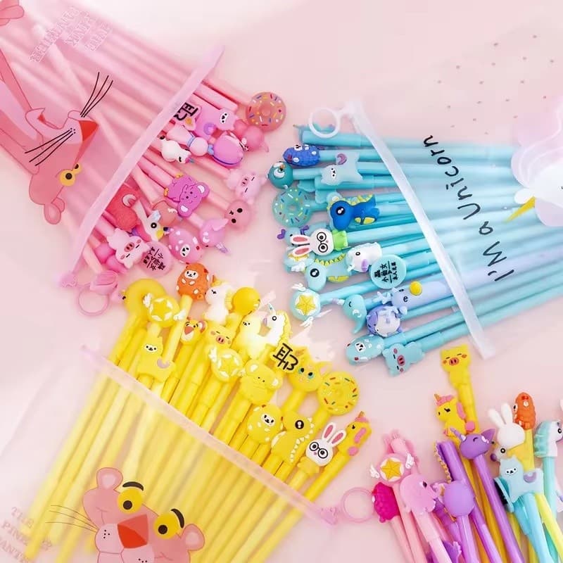 20 Pçs Bonito Dos Desenhos Animados Caneta Gel Coreano ins Estilos Aleatórios De Tinta Preta Lápis Estudante Papelaria E
