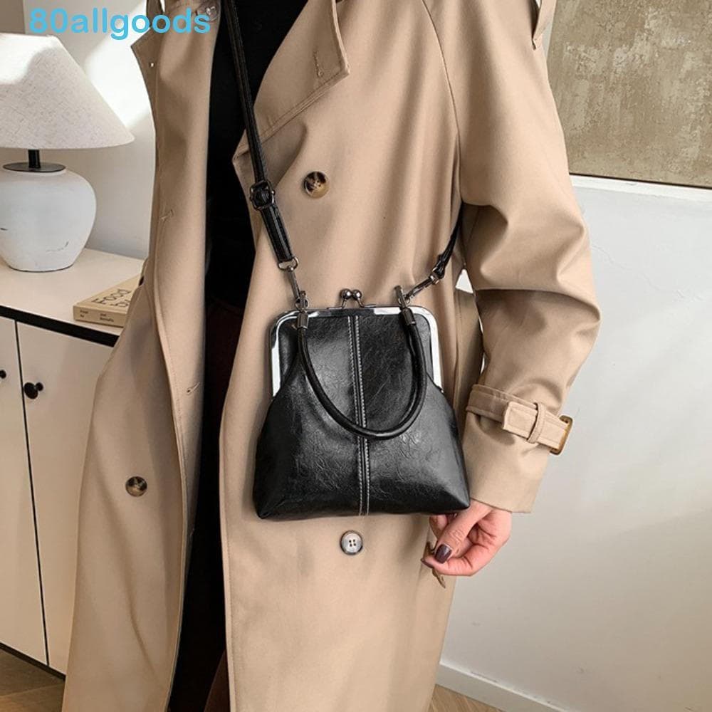 ALLGOODS1 Bolsa Crossbody Estilo Chinês , Elegante De Ombro Em Couro PU Kiss Lock , Retrô