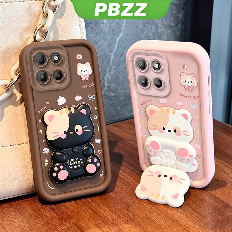 Capa Para MOTO G15 G86 G100 PRO G86 POWER G56 G66J G66Y G17 5G capinha normal Suporte de gatinho fofo feminina JTXMMZJ1