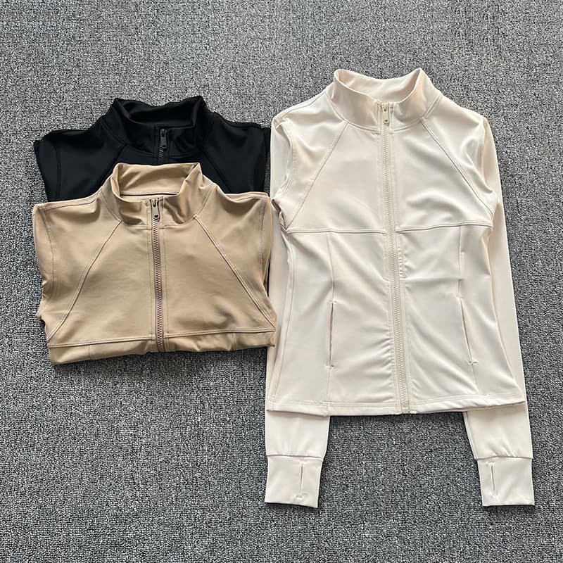 Jaqueta esportiva gola alta com zíper Yoga Wear corrida treinamento Fitness secagem rápida mais magro olhar ciclismo