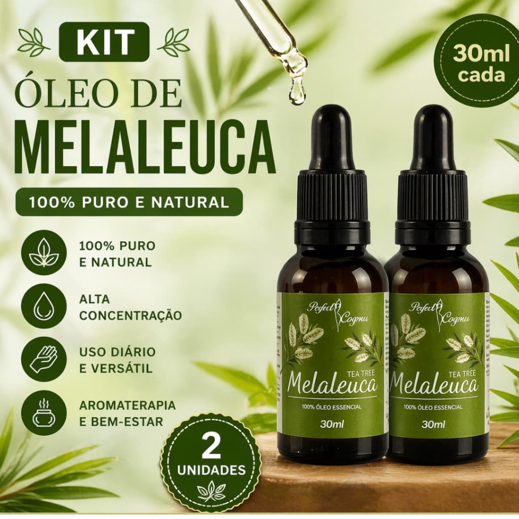 Kit 2 Óleos de Melaleuca 100% Puro – Rotina de Cuidados  30ml