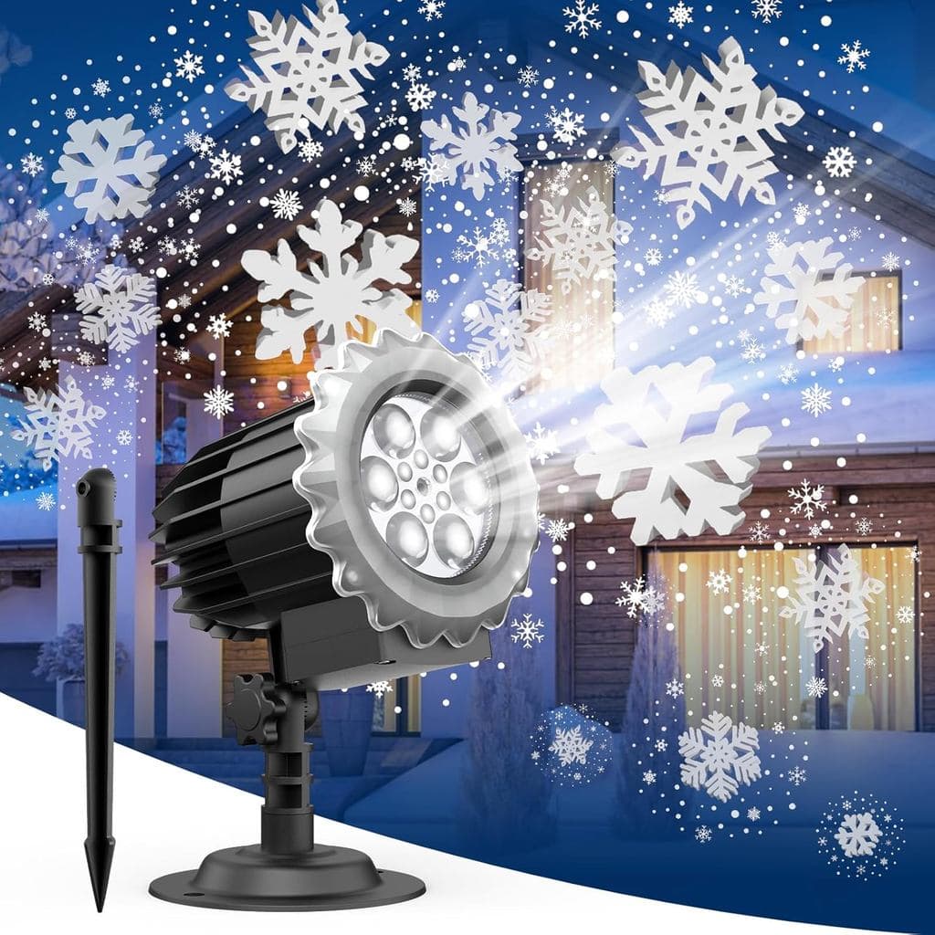 Projetor de Luzes de Flocos de Neve de Natal, Lâmpada Projetora LED para Exterior, Iluminação Decorativa de Natal para F