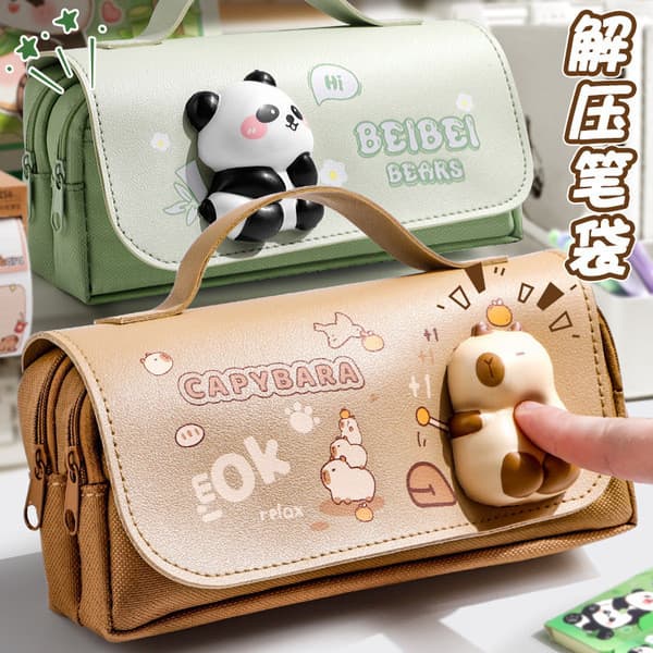 | 【pencil case】 | ♧Kapibara descompressão lápis caso 2026 novo estilo bonito crianças menina versão Super grande capacid