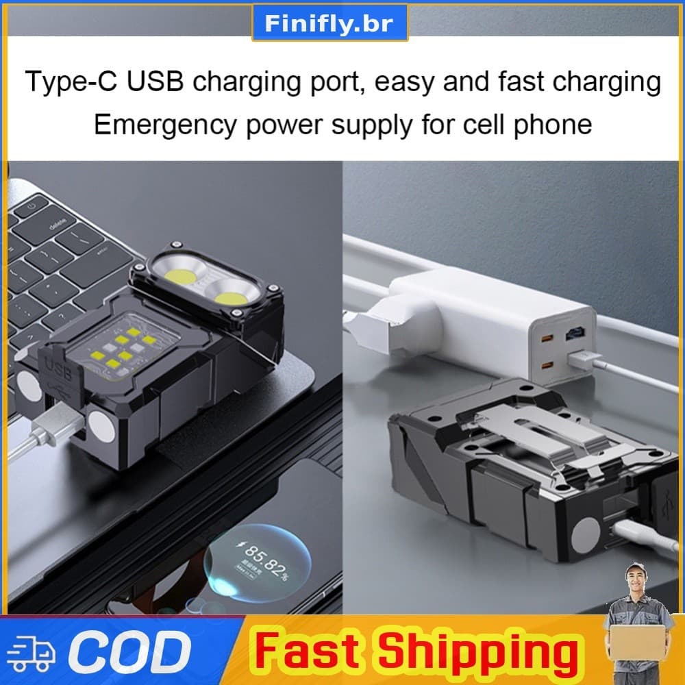 COB SMD Chapéu Clip Light 500LM Portátil Luz De Trabalho Display De Energia Para Corrida Noturna