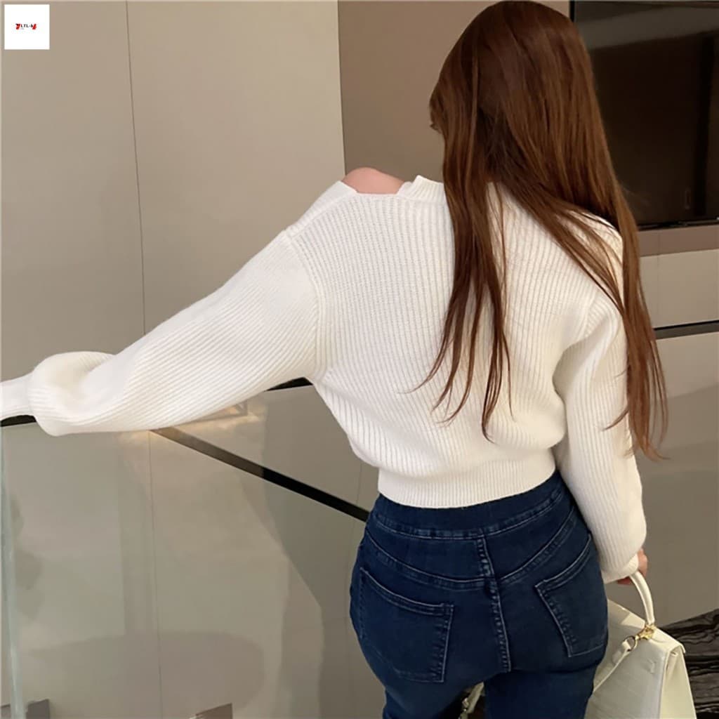 Suéter Feminino Com Gola Halter , Acabamento Fino , Top Adequado Para A Pele Compras Em Festas Casa
