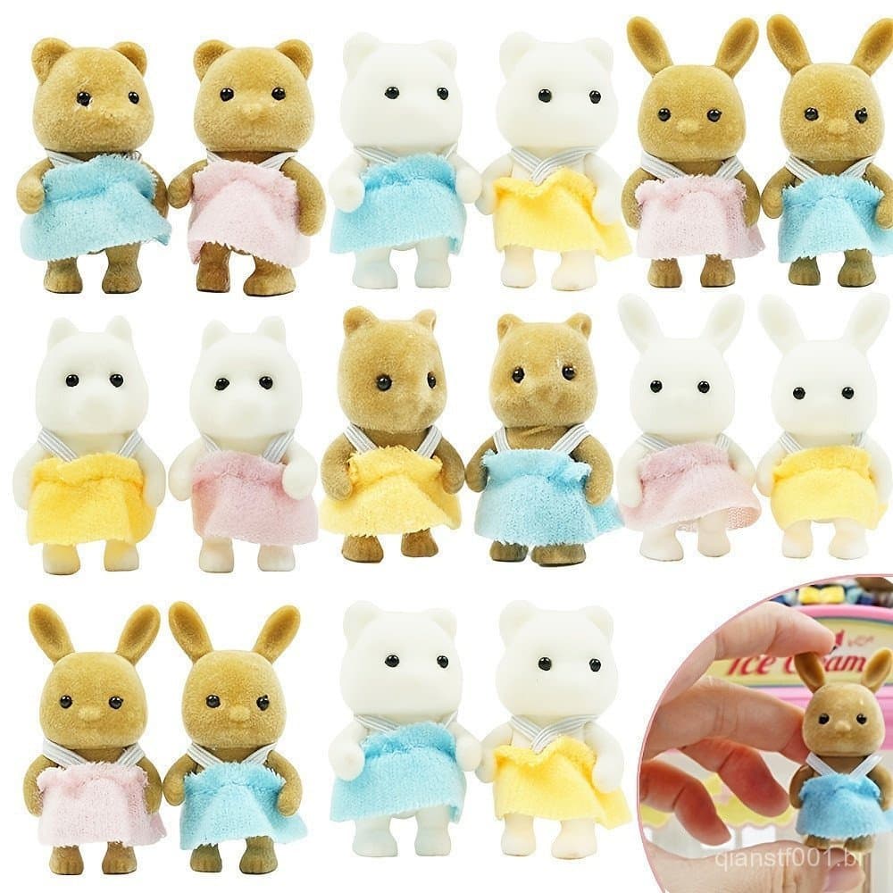 Baby Toy De 1,77 Polegadas , Boneca Família Coelho , 1 : 12 Simulativa De Animais Da Floresta Coleção De Personagens Dol
