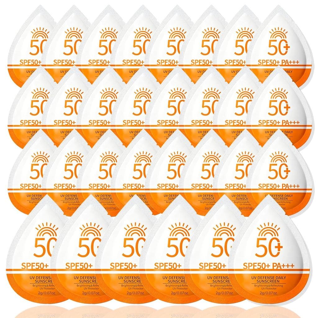 Mini Protetor Solar em Pacotes, SPF 50+, Tamanho Viagem, para Rosto e Corpo, Resistente à Água, Não Oleoso, Ideal para F