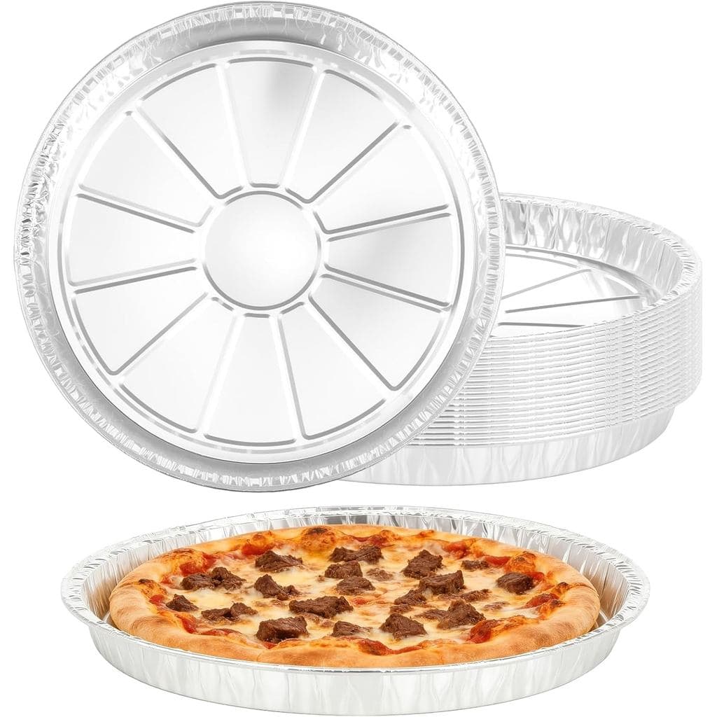 Pacote Com 20 Panelas Redondas De Folha Para Pizza De 8 Polegadas , Bandejas Descartáveis De Alumínio Forno , Fritadeira