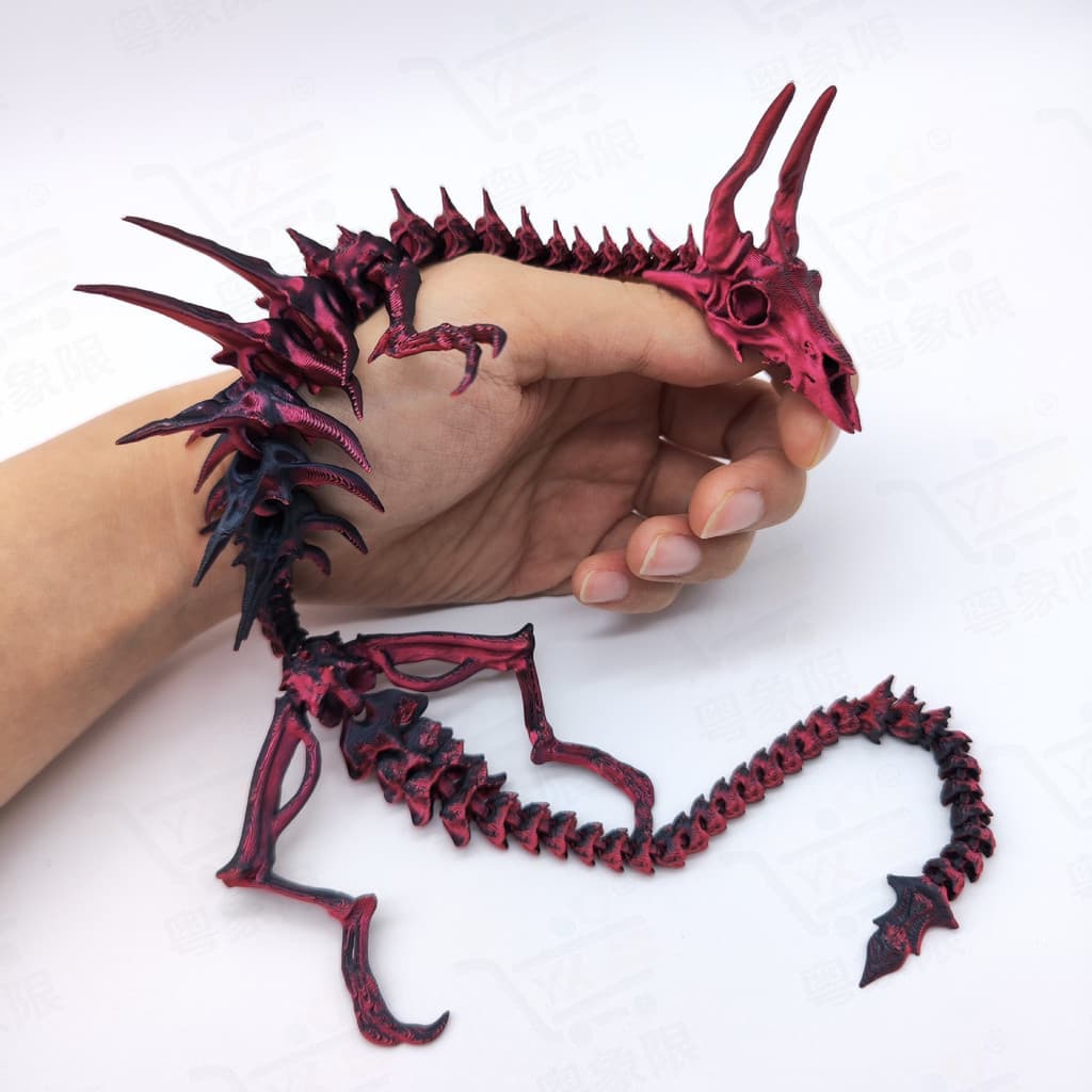 Dragão Esqueleto de 64cm Impresso em 3D com Articulações Móveis Multicolorido UHTZ