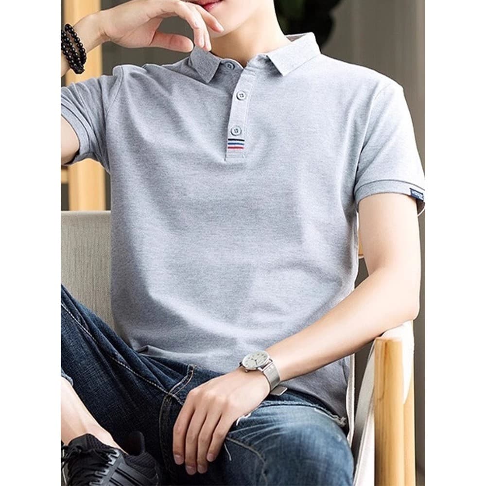Camisa polo de algodão puro masculina de manga curta camiseta verão líder 2024 novo estilo roupas masculinas negócios Ca