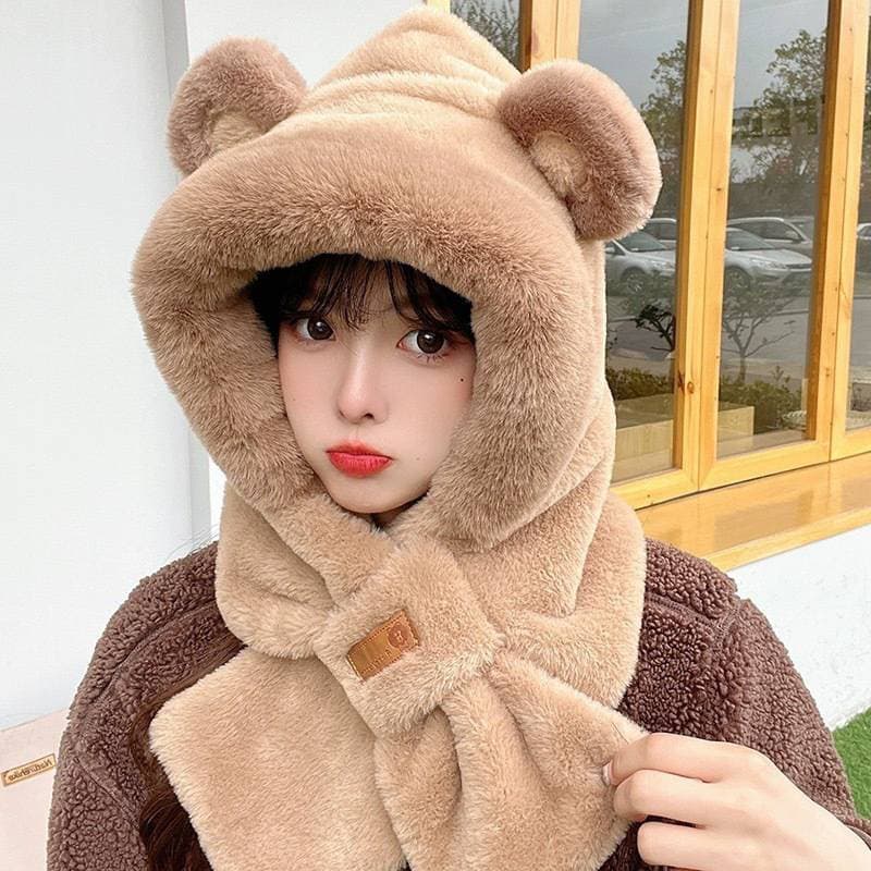 Warmwing Orelha De Coelho Chapéu De Pelúcia E Cachecol Para Mulheres Estilo Inverno Bonito Thi Quente Proteção De Lei Fe