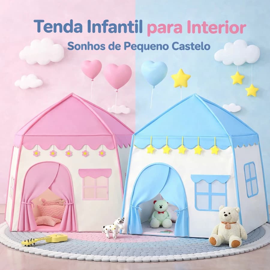 Cabana Infantil Dobrável para Crianças com Estrutura Resistente