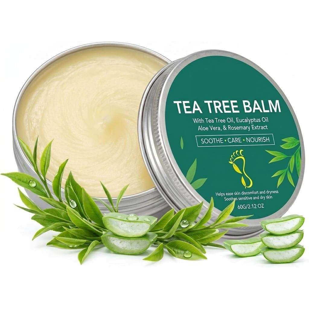 Bálsamo de Tea Tree para Pele Seca, Creme de Óleo de Tea Tree com Extrato de Aloe Vera e Alecrim, Hidratante Suavizante