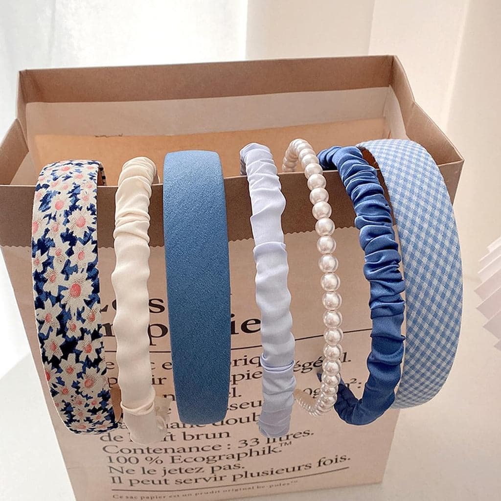 Faixas de Cabelo para Mulheres, Faixa de Cabelo Antiderrapante com Flores e Pérolas, Faixas de Cabelo Largas e Elegantes
