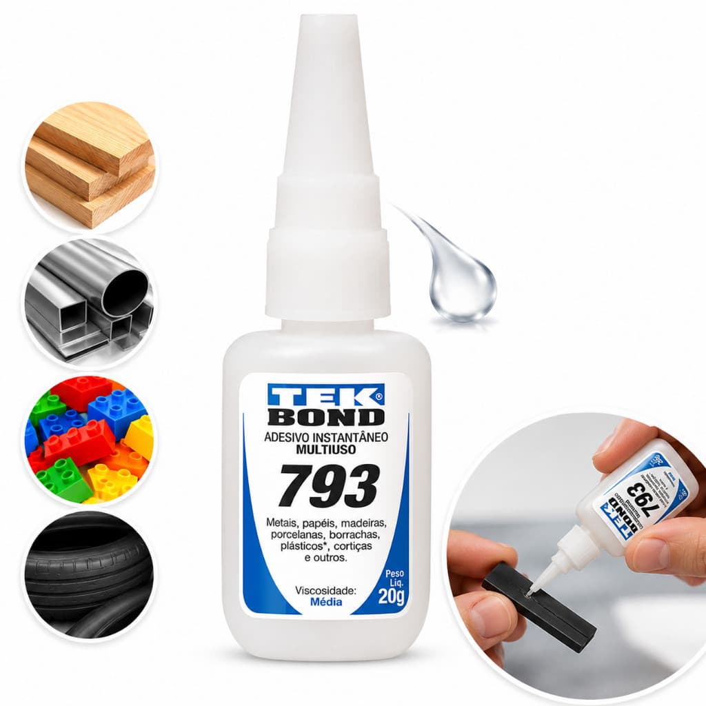 KIT com 12 un Colas Instantâneas TekBond 793 20g – Fixação Ultra Forte Para Unhas Postiças/Fibra e Pedrarias.