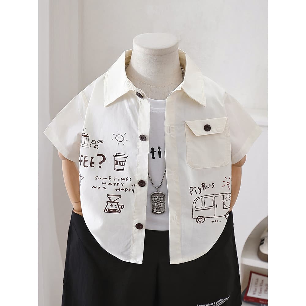 Meninos camisa de manga curta verão 2026 novo estilo bebê versão coreana solto topo frito rua bonito crianças camisa bra