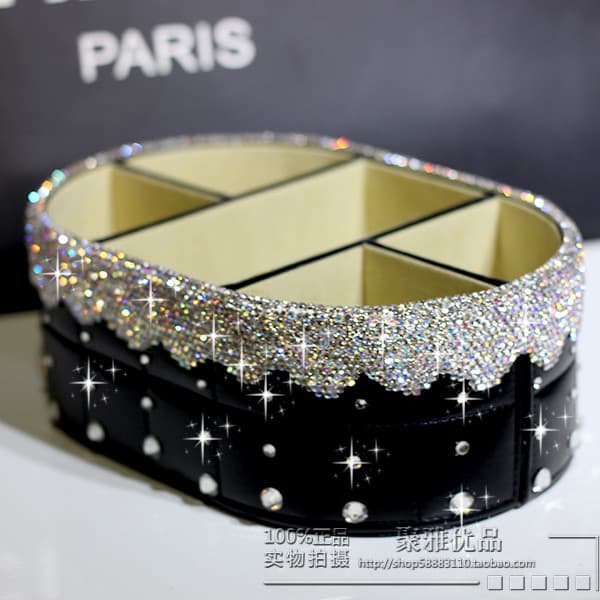 Caixa de armazenamento de mesa com strass cravejado de diamantes de alta qualidade para celular/artigos de papelaria/con