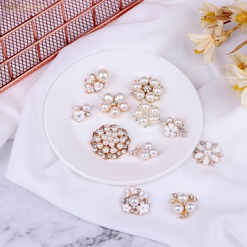 BabyShower 10 Peças De Enfeites De Strass Pérola Botões Flatba Decorativos Para Artesanato