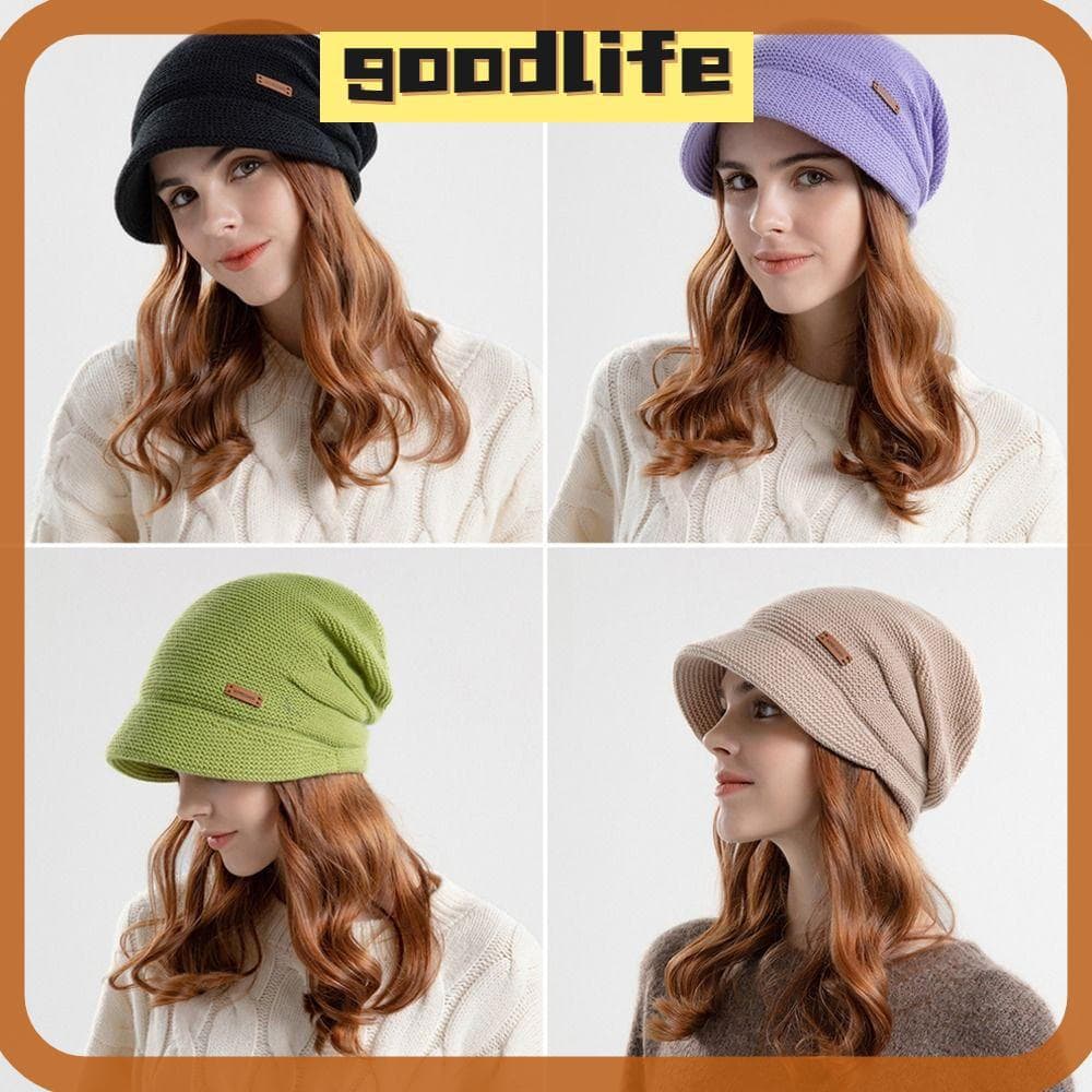 Gorros GOODLIVE , Chapéu De Malha De Aba Curta De Pelúcia Macia , Casual , Manter Quente , Engrossado , À Prova De Vento