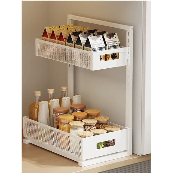 Novo estilo pia pulável prateleira cozinha bancada doméstica dupla camada tempero Rack de armazenamento multifuncional