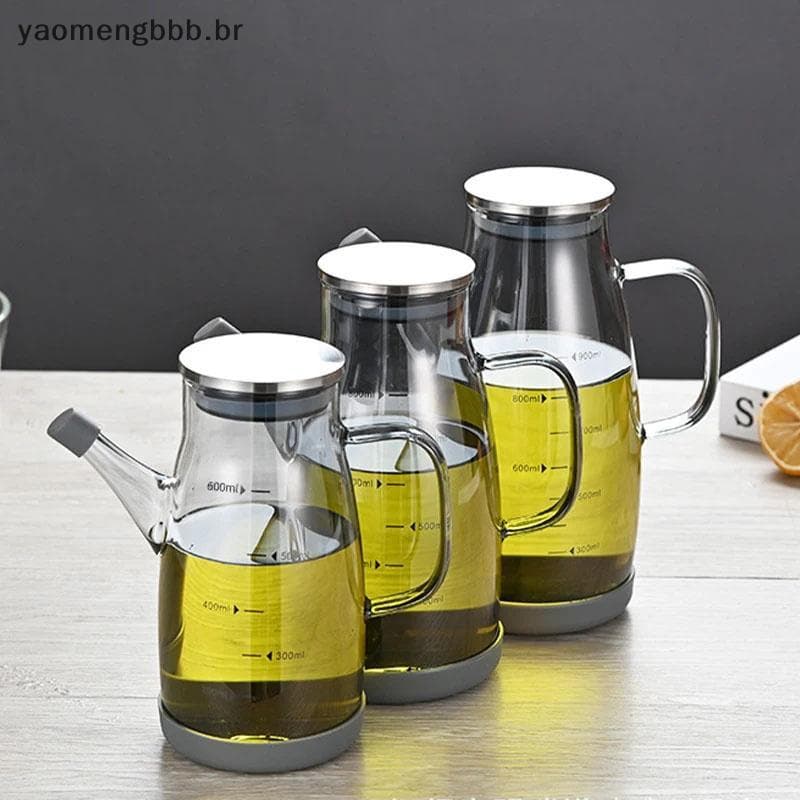 [yaobb] 600/800/1000ml Óleo Frasco Dispensador Com Bico Sem Gotejamento Vidro De Cozinha Pote De Grande Capacidade À Pro