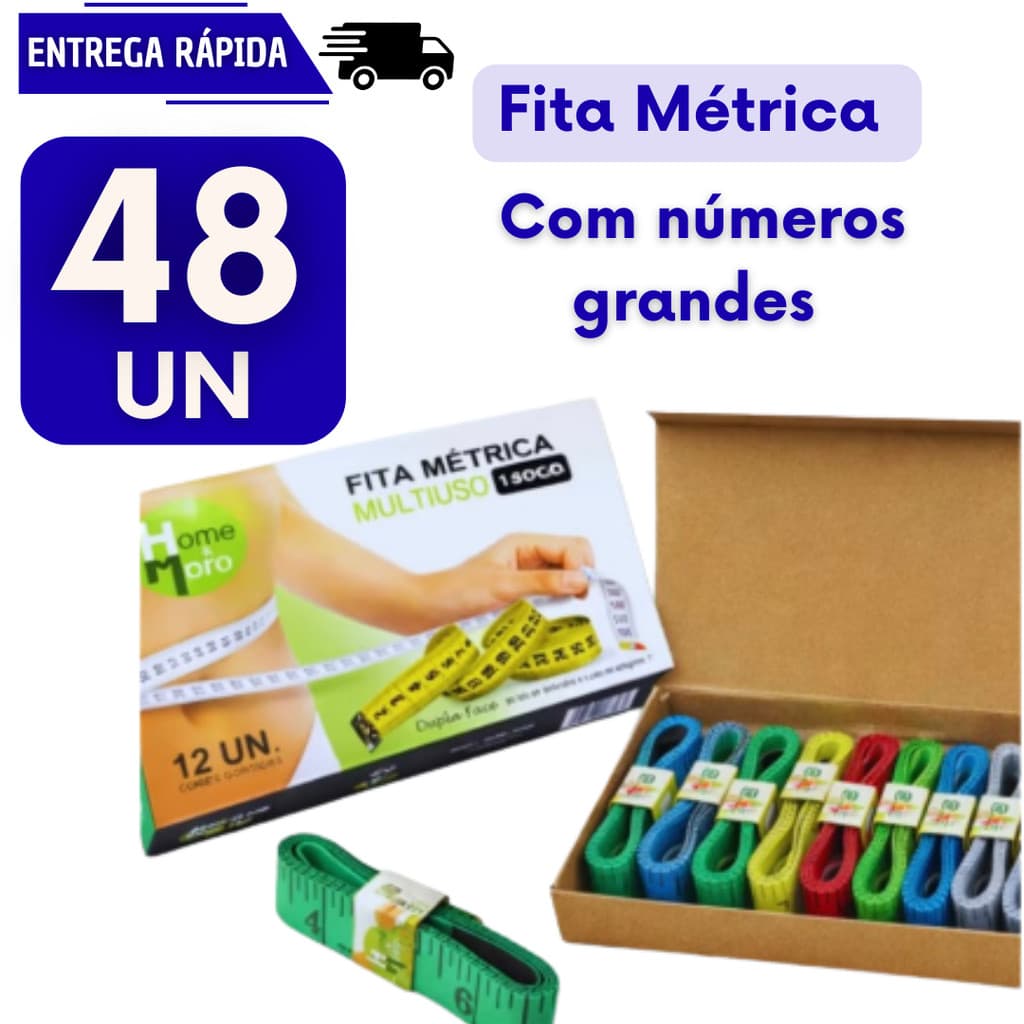 Conjunto 48 Fita Metrica 150cm Corporal Costureira Costura Fitness Medição Corpo Flexível Fitas Trenas Metricas Corpo